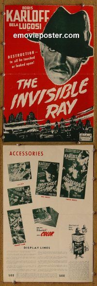 g442 INVISIBLE RAY vintage movie pressbook R48 Boris Karloff, Bela Lugosi