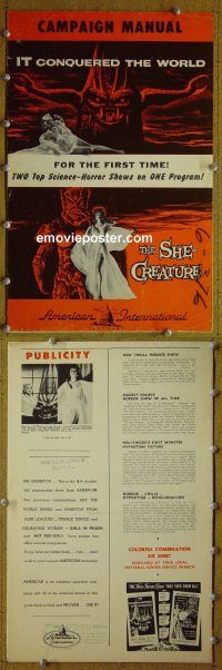 g450 IT CONQUERED THE WORLD/SHE-CREATURE vintage movie pressbook '56 horror!