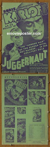 g459 JUGGERNAUT vintage movie pressbook '36 Boris Karloff