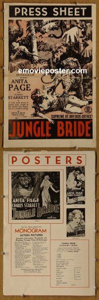 g462 JUNGLE BRIDE vintage movie pressbook '33 Charles Starrett, Anita Page