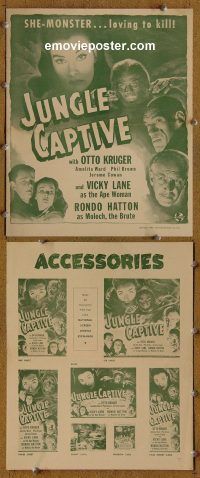 g463 JUNGLE CAPTIVE vintage movie pressbook '45 Otto Kruger, Rondo Hatton