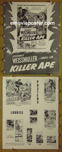 g473 KILLER APE vintage movie pressbook '53 Johnny Weissmuller as Jungle Jim!