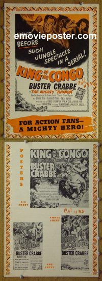g480 KING OF THE CONGO vintage movie pressbook '52 Buster Crabbe serial!