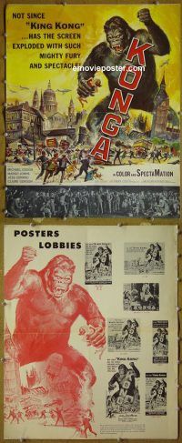 g486 KONGA vintage movie pressbook '61 AIP sci-fi, giant ape!