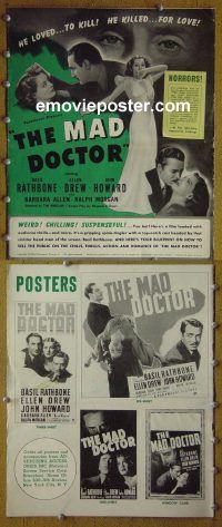 g517 MAD DOCTOR vintage movie pressbook '40 Basil Rathbone