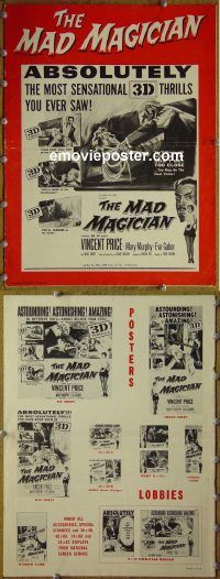 g523 MAD MAGICIAN vintage movie pressbook '54 3D red version!