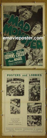g524 MAD MONSTER vintage movie pressbook '42 George Zucco, Downs