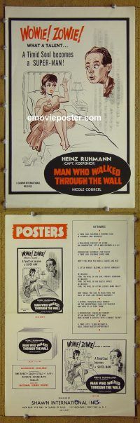 g543 MAN WHO WALKED THROUGH THE WALL vintage movie pressbook '64 Ruhmann