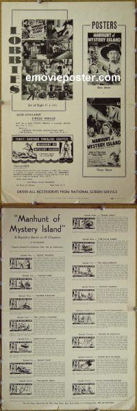 g549 MANHUNT OF MYSTERY ISLAND vintage movie pressbook R55 serial