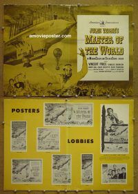 g555 MASTER OF THE WORLD vintage movie pressbook '61 Vincent Price, Bronson