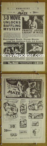 g557 MAZE vintage movie pressbook '53 3D Richard Carlson, horror!