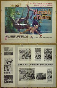 g558 MERMAIDS OF TIBURON vintage movie pressbook '62 sexy mermaid!