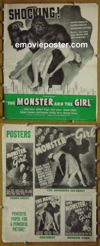 g571 MONSTER & THE GIRL vintage movie pressbook '41 Ellen Drew, shocking!