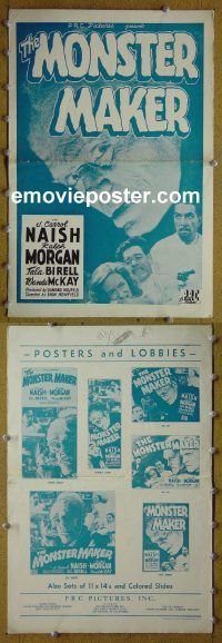 g572 MONSTER MAKER vintage movie pressbook '44 J Carrol Naish, Morgan