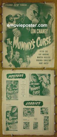 g581 MUMMY'S CURSE vintage movie pressbook '44 Lon Chaney Jr