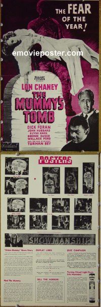 g584 MUMMY'S TOMB vintage movie pressbook R40s Lon Chaney, Jr