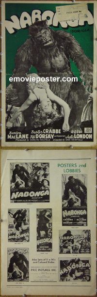 g595 NABONGA vintage movie pressbook '44 Buster Crabbe