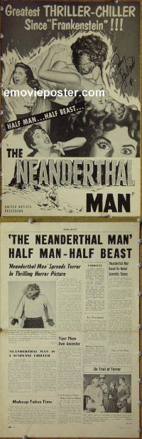 g604 NEANDERTHAL MAN signed vintage movie pressbook '53 Beverly Garland