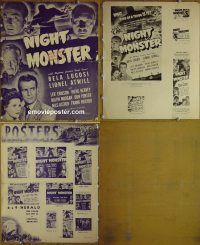 g610 NIGHT MONSTER vintage movie pressbook '42 Bela Lugosi, Universal horror!