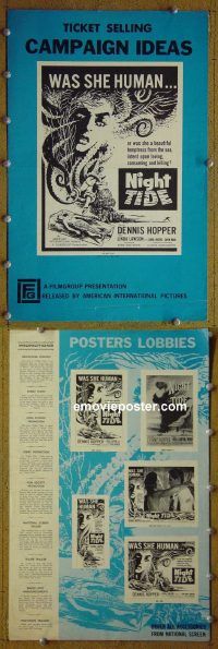 g614 NIGHT TIDE vintage movie pressbook '63 Dennis Hopper, horror