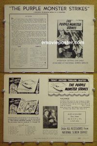 g633 PURPLE MONSTER STRIKES vintage movie pressbook R57 sci-fi serial