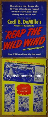g637 REAP THE WILD WIND vintage movie pressbook '42 John Wayne, DeMille