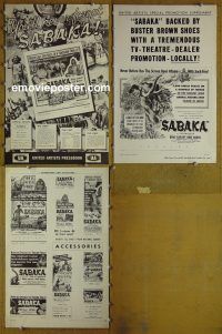 g654 SABAKA vintage movie pressbook '54 Boris Karloff, Victor Jory