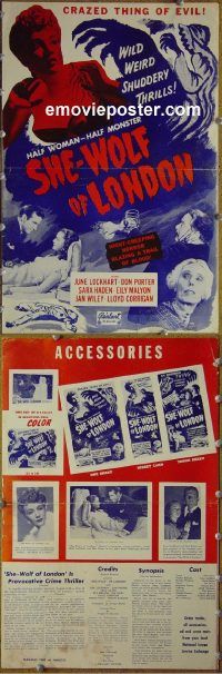 g666 SHE-WOLF OF LONDON vintage movie pressbook R51 Universal horror