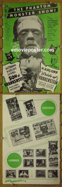 g676 SON OF FRANKENSTEIN/BRIDE OF FRANKENSTEIN vintage movie pressbook '53