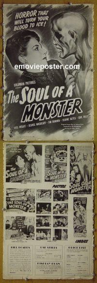 g677 SOUL OF A MONSTER vintage movie pressbook '44 Hobart, MacReady