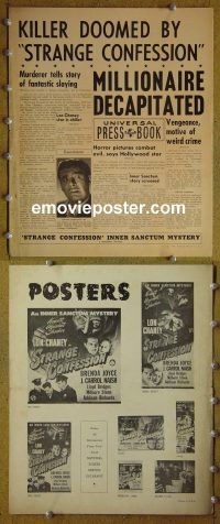 g685 STRANGE CONFESSION vintage movie pressbook '45 Lon Chaney, Jr.
