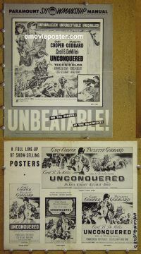 g718 UNCONQUERED vintage movie pressbook R55 Gary Cooper, Paulette Goddard