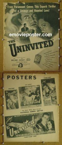 g719 UNINVITED vintage movie pressbook '44 Ray Milland, Ruth Hussey