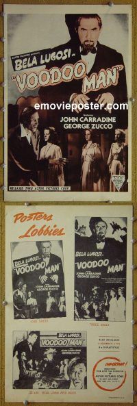 g731 VOODOO MAN vintage movie pressbook R40s Bela Lugosi, Carradine