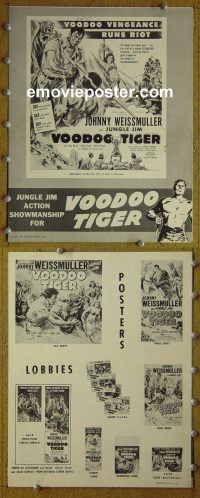 g732 VOODOO TIGER vintage movie pressbook '52 Weissmuller as Jungle Jim!