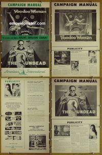 g734 VOODOO WOMAN/UNDEAD vintage movie pressbook '57 AIP horror!