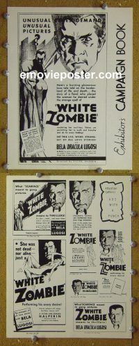 g746 WHITE ZOMBIE vintage movie pressbook R40s Bela Lugosi, horror!