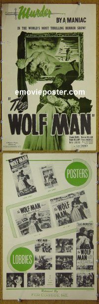 g752 WOLF MAN vintage movie pressbook R48 Chaney Jr.