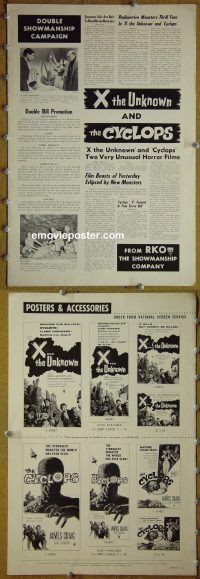 g756 X THE UNKNOWN/CYCLOPS vintage movie pressbook '57 Dean Jagger, Lon Chaney