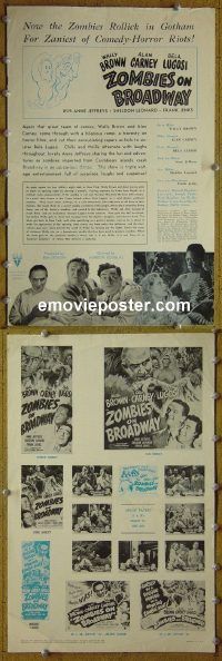 g758 ZOMBIES ON BROADWAY vintage movie pressbook '44 Bela Lugosi