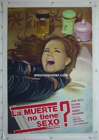 h045 BLACK VEIL FOR LISA linen Argentinean movie poster '68 John Mills