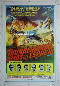 h047 THUNDERBIRDS ARE GO linen Argentinean movie poster '66 puppets!