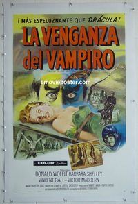 h037 BLOOD OF THE VAMPIRE linen Spanish/U.S. one-sheet movie poster '58