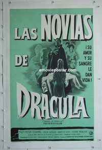 h038 BRIDES OF DRACULA linen Spanish/U.S. one-sheet movie poster '60 Hammer
