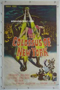 h006 COLOSSUS OF NEW YORK linen one-sheet movie poster '58 Mala Powers