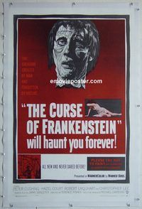 h008 CURSE OF FRANKENSTEIN linen one-sheet movie poster '57 Cushing
