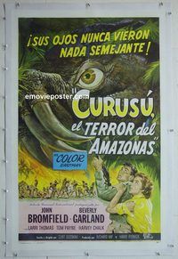 h040 CURUCU BEAST OF THE AMAZON linen Spanish/U.S. one-sheet movie poster '56