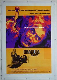 h014 DRACULA AD 1972 linen int'l one-sheet movie poster '72 Hammer, Cushing