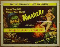 h135 KWAHERI half-sheet movie poster '65 wild jungle shockumentary!