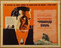 h140 PREMATURE BURIAL half-sheet movie poster '62 Ray Milland, Corman
